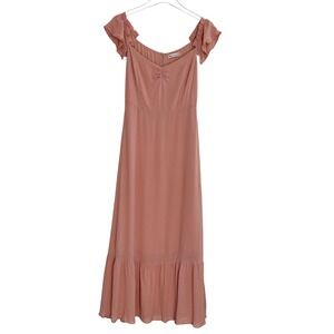 Reformation Butterfly Dress Womens 8 Pink Ruffle Sleeve Crepe Coquette Romantic
